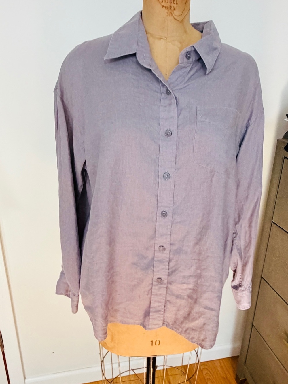 WILFRED FREE Unisex Lavender  Button-Up Linen Shirt - Casual Collared Shirt